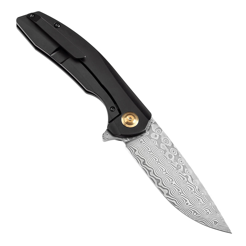 KANSEPT Accipiter Titanium and Copper Carbon Fiber Handle (3.50" Damascus Blade) Kim Ning Design-K1007E4