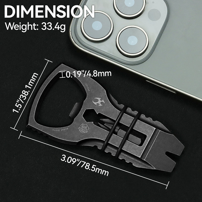 PryOfSorts Titanium EDC Multi-Tool | Pry Bar, Bottle Opener & Magnetic Bit Driver | Blackwash Anodized | Designed by Koch Tools-C010A2