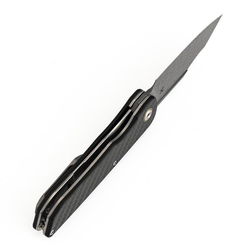 Kansept Nettle  | Liner Lock | Twill Carbon Fiber&G10 | 3.28" Damascus Blade | D. Sharon Design | T1103A1