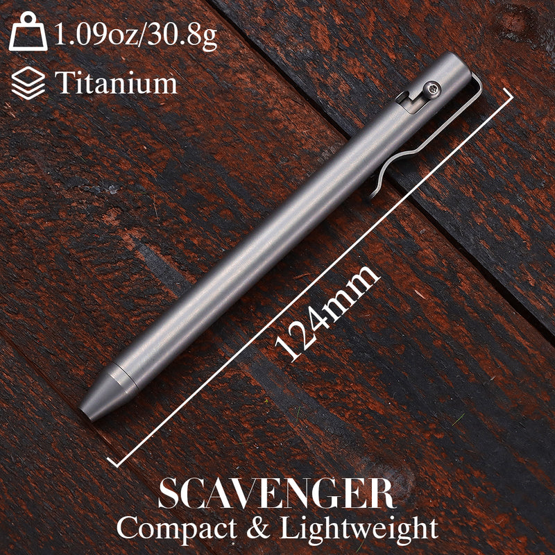 Kansept EDC Scavenger Bolt Action Beadblasted Titanium Pen DIY Friendly Designed by Kevin Passon-G013H3
