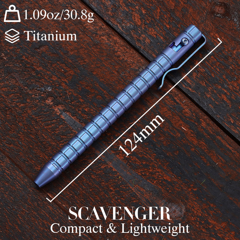 Kansept EDC Scavenger Bolt Action Blue Anodized Titanium Pen with Frag Pattern Designed by Kevin Passon-G013H5