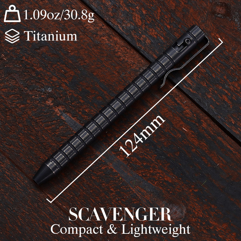 Kansept EDC Scavenger Bolt Action Blackwash Titanium Pen with Frag Pattern Designed by Kevin Passon-G013H4