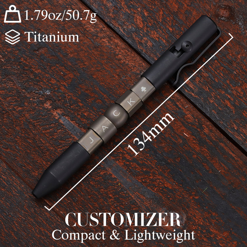 Kansept EDC Titanium Bolt-Action Pen Customizer – Customizable Inserts, Jackpot Vibes Pattern | Designed by Kevin Passon|G013P4