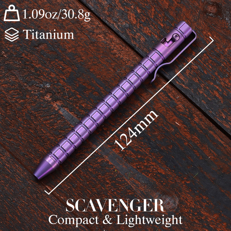 Kansept EDC Scavenger Bolt Action Purple Anodized Titanium Pen with Frag Pattern Designed by Kevin Passon-G013H6