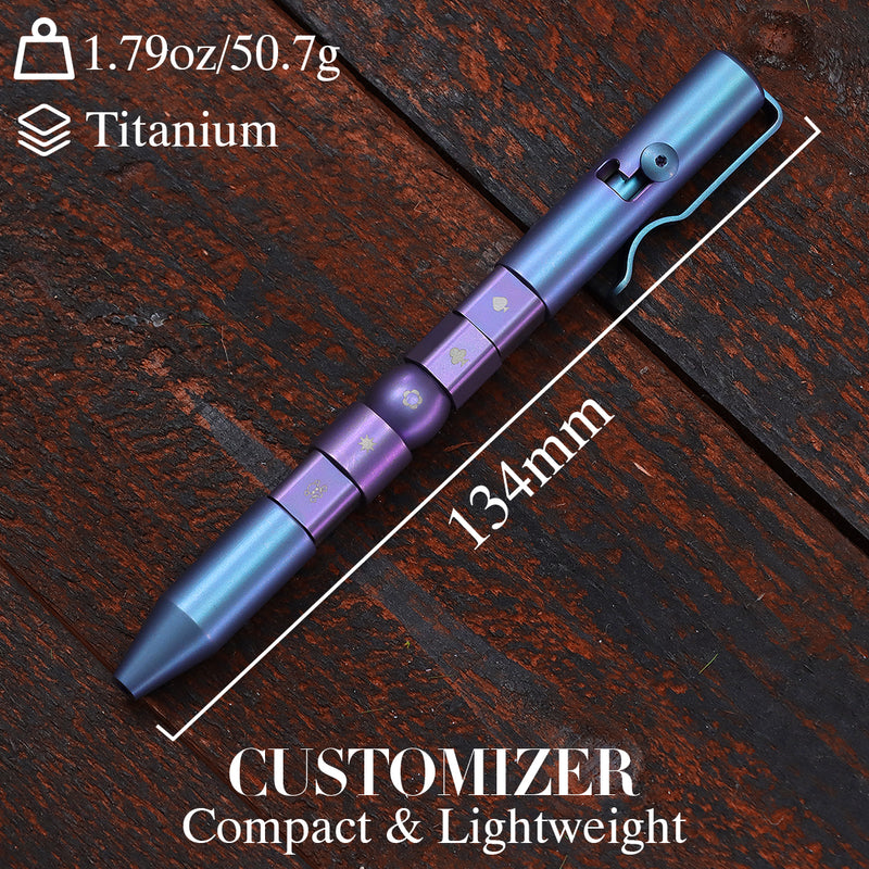 Kansept EDC Titanium Bolt-Action Pen Customizer – Customizable Inserts, Viking Pattern | Designed by Kevin Passon|G013P5