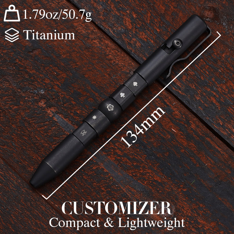 Kansept EDC Titanium Bolt-Action Pen Customizer– Customizable Inserts, Viking Pattern | Designed by Kevin Passon|G013P2