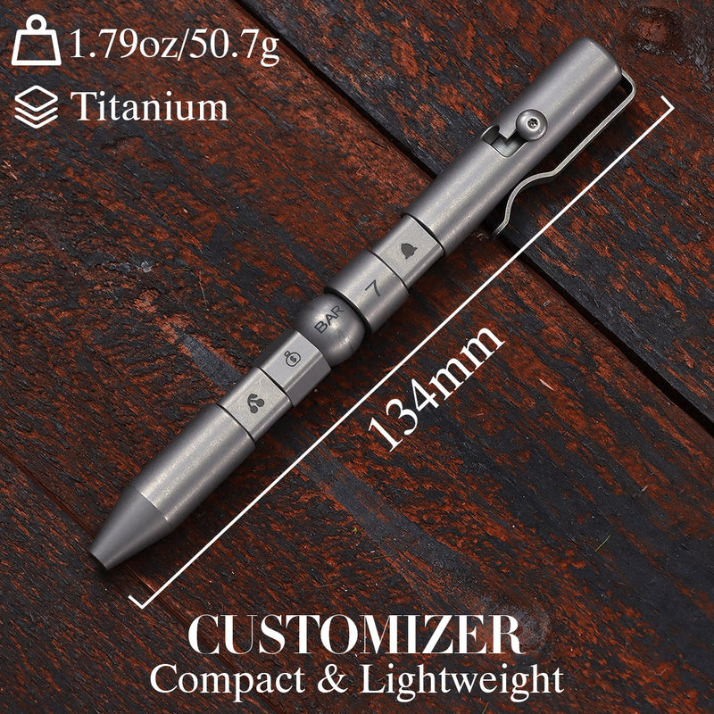 Kansept EDC Titanium Bolt-Action Pen Customizer– Customizable Inserts, Jackpot Vibes Pattern | Designed by Kevin Passon|G013P1