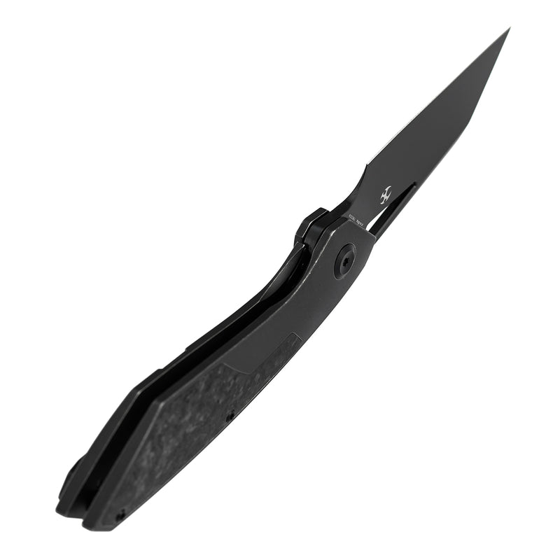 KANSEPT STRIP | Thumb Hole | Shred Carbon Fiber & Blackwash Titanium | 3.4" Mirror DLC Magnacut Blade | RON STEELE DESIGN | K1113A1
