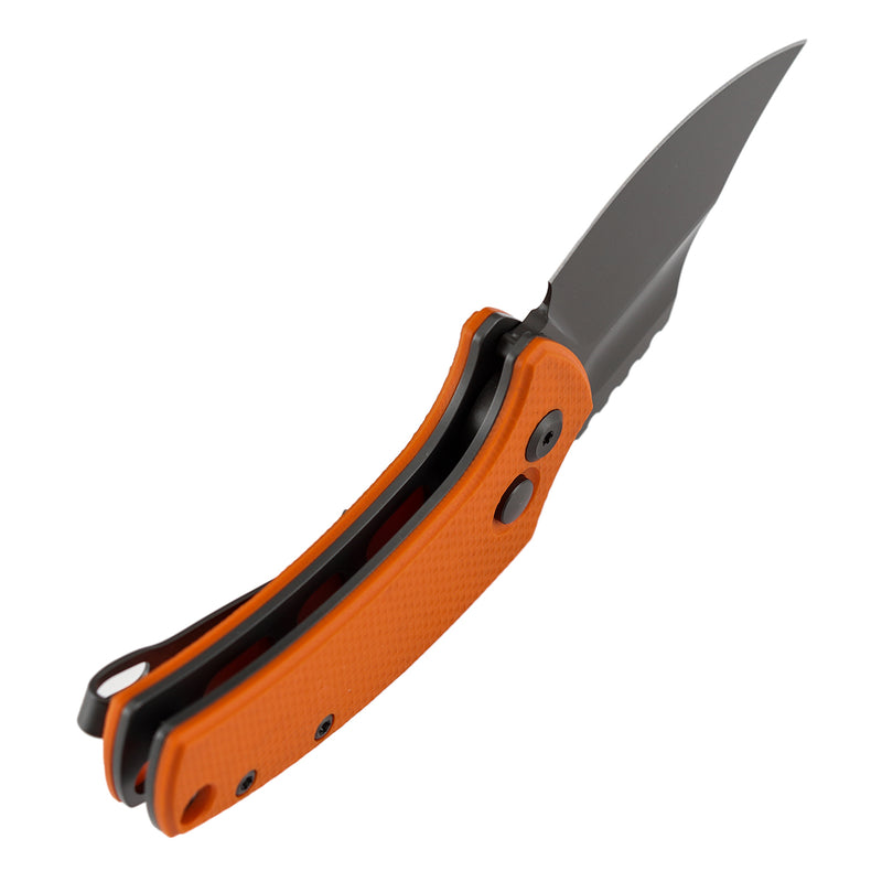 Kansept Wasp | Button Lock | Orange G10 | 2.36" Gray TiCn Coated 154CM Blade | Koch Tools Design | T2144F2
