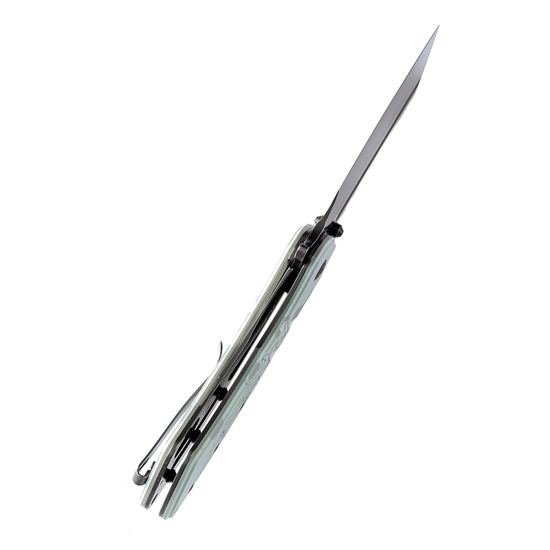 XL Korvid T1030B5 Stonewashed Anodized and 154CM Blade Jade G10 with Parent and Child Hands- Handle Designed by Koch Tools