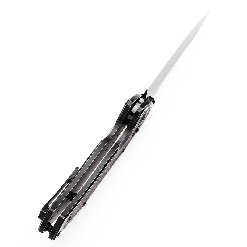 KANSEPT Apollo Cross Bar Lock Blackwash Titanium with Purple Haze Fatcarbon Handle (3.11“ Mirror DLC CPM S35VN Blade) with War Blades Design-K2107V4