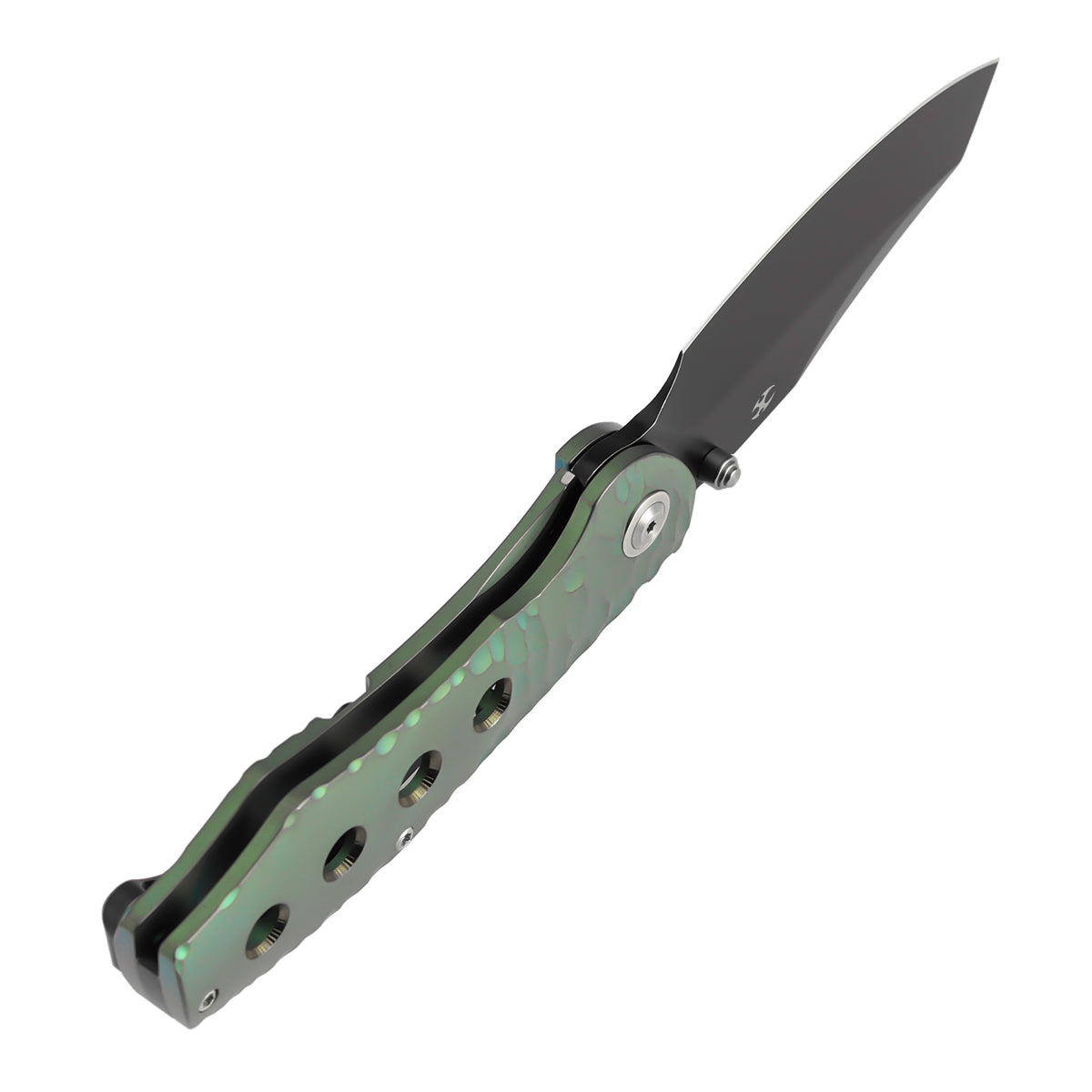 Kansept Caveman | Frame Lock | Green Anodized and Stonewashed