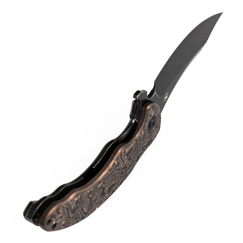 KANSEPT Gilgamesh Flipper Copper Carbon Fiber with Blackwash Titanium Handle ( 3.75" CPM S35VN Blade) Andreas Goltz Designed- K1128A4
