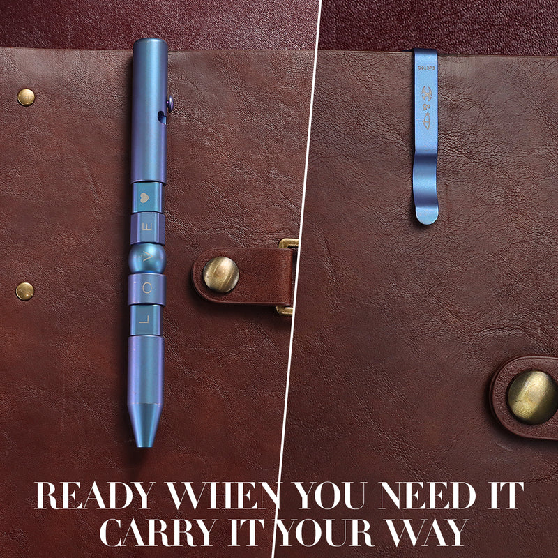 Kansept EDC Titanium Bolt-Action Pen Customizer– Customizable Inserts, LOVE Pattern | Designed by Kevin Passon|G013P3
