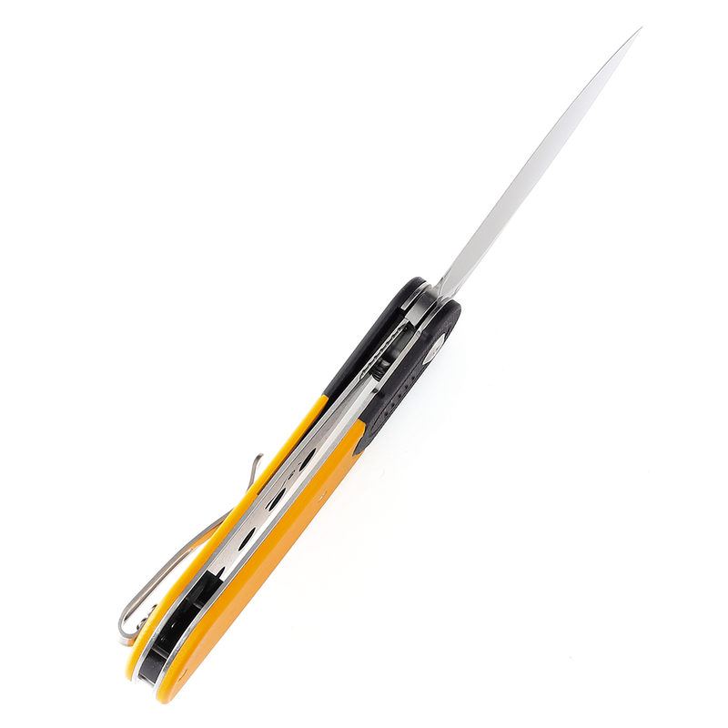 Reverie T2025B7 Stonewashed 154CM Blade Black and Yellow G10 Handle Design by Justin Lundquist