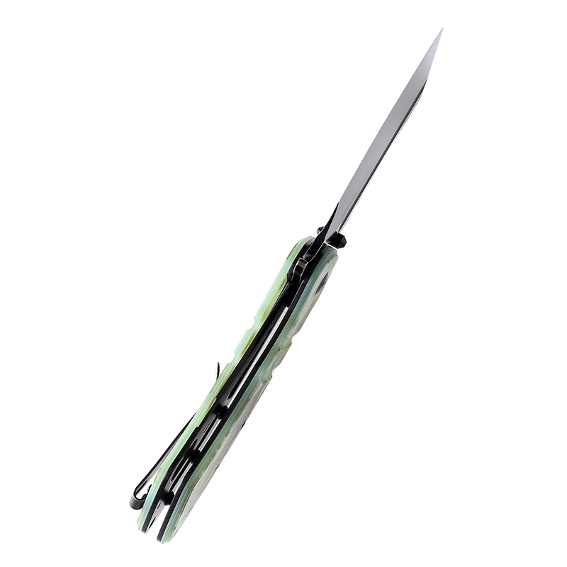 XL Korvid T1030B2 Black Stonewashed 154CM Blade Jade and Camouflage G10 Handle Designed by Koch Tools