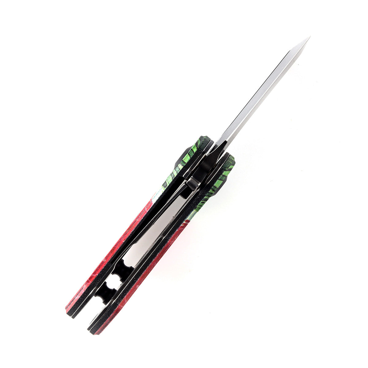KANSEPT Mini Korvid Flipper Knife Jade G10 with Watermelon Print