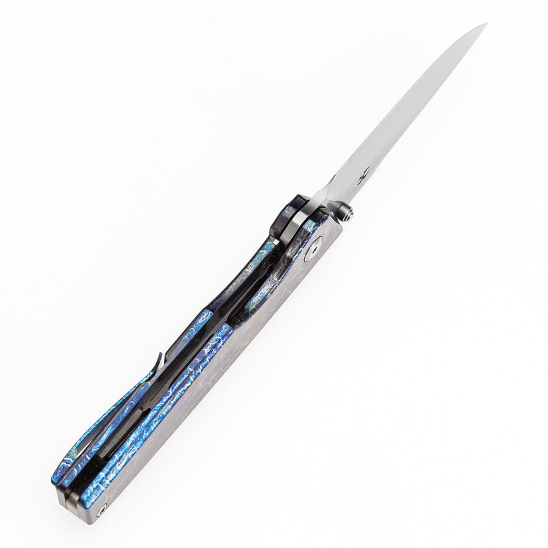 KANSEPT Chimera Thumb Stub Titanium with Lightning Strike Finish Handle (3.15" CPM S35VN Blade) with Matsey Design-K1096A5
