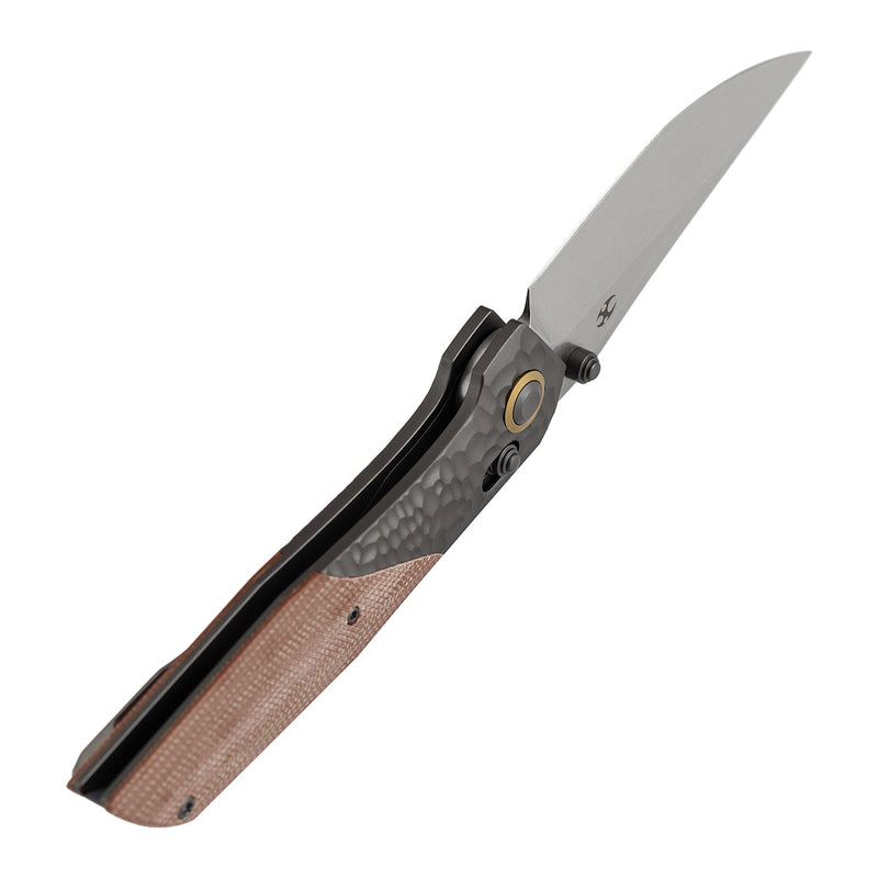 Deadite | Gray Aluminum (Rock Texture) with Brown Micarta Scales | 3.52" 154CM Blade | Tuffknives Design | T1081V1