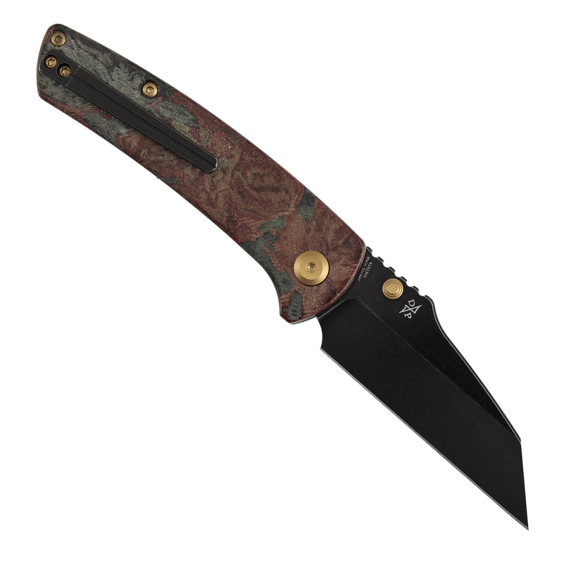 Kansept Main Street | Top Liner Lock | Red Rag Burl Canvas Micarta | 3.36" Elmax Blade | Pinkerton Knives Design |K1015H1