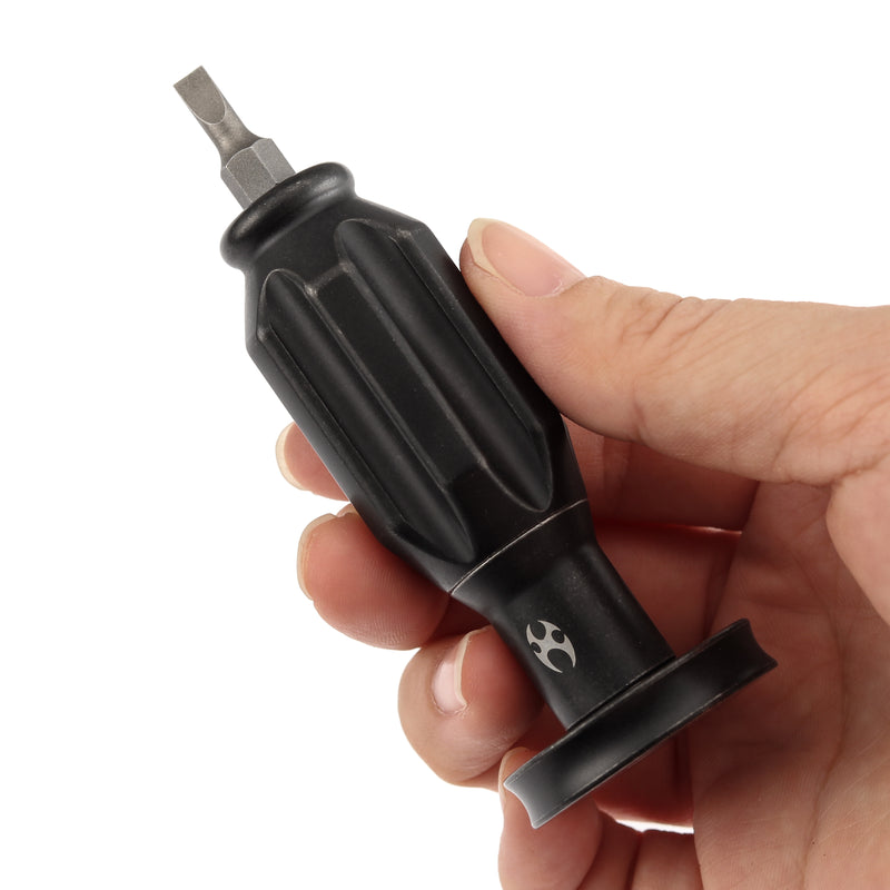 Kansept EDC Bit Driver Drive-R-Saurus G018P3 – Blackwash Titanium Palm Multitool with Spinner Top | Jesse Pauley Design