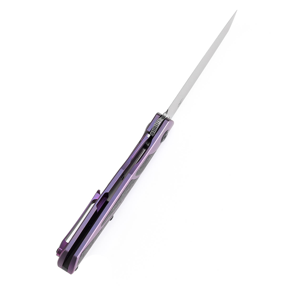 KANSEPT Cru Flipper Knife Purple Anodized Titanium & Shred Carbon