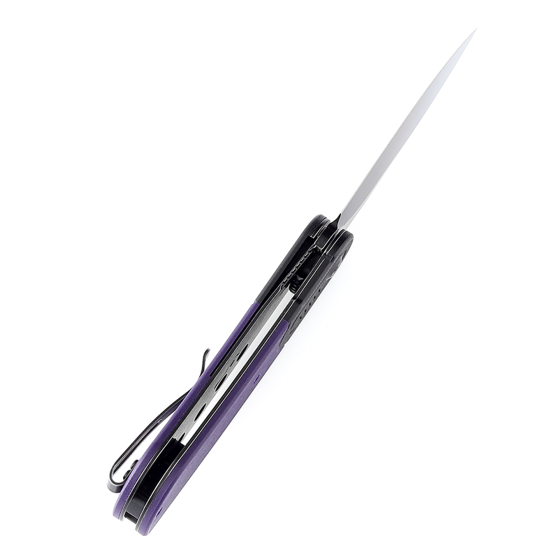 Reverie T2025B5 Black Stonewashed 154CM Blade Black and Purple G10 Handle Design by Justin Lundquist