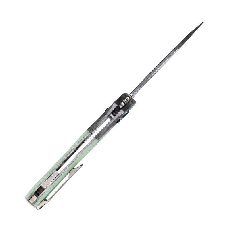 Quasar | Cross Bar Lock | Glow-in-the-Dark Green G10 | 3.38" 154CM | Munko Knives | T1099V5