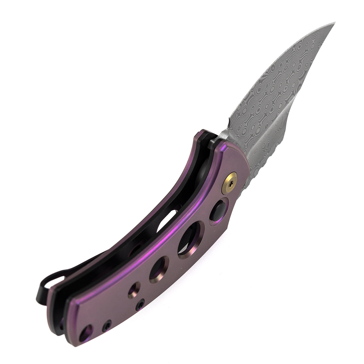 Kansept Wasp | Button Lock | Purple Anodized Titanium with Holes