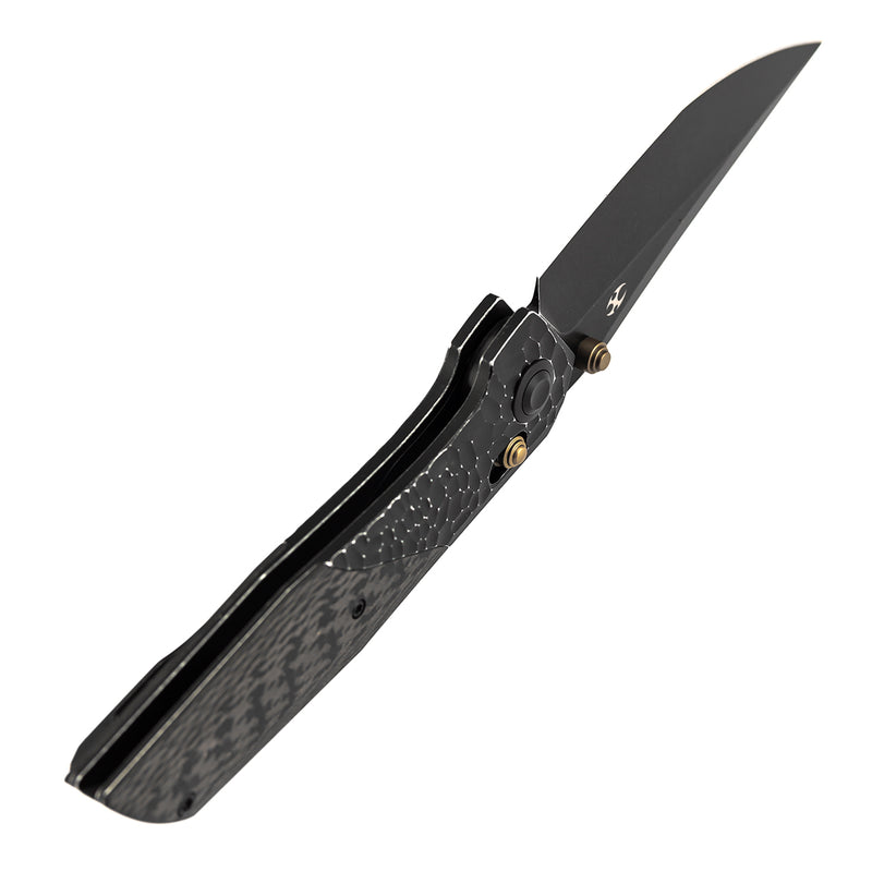 Deadite | Blackwash Aluminum (rock texture) with Twill Carbon Fiber Scales | 3.52" 154CM Blade | Tuffknives Design | T1081V4