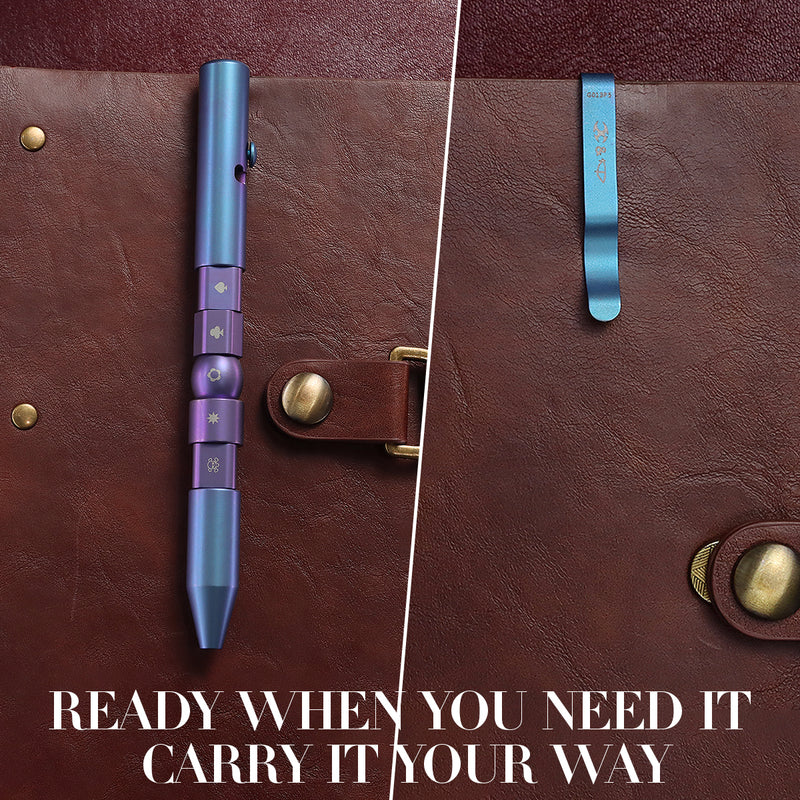 Kansept EDC Titanium Bolt-Action Pen Customizer – Customizable Inserts, Viking Pattern | Designed by Kevin Passon|G013P5