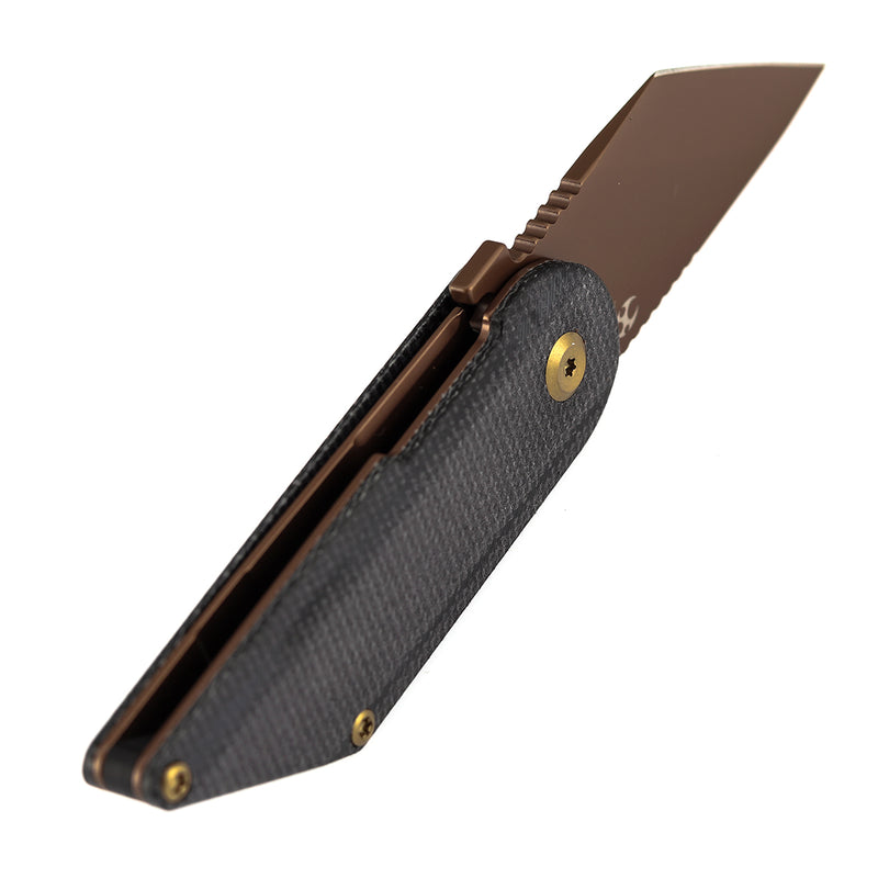 KANSEPT | Dash Liner Lock | Black Micarta | 2.26" Rose Gold Coated 154CM Blade | Pinkerton Knives | T2045A2