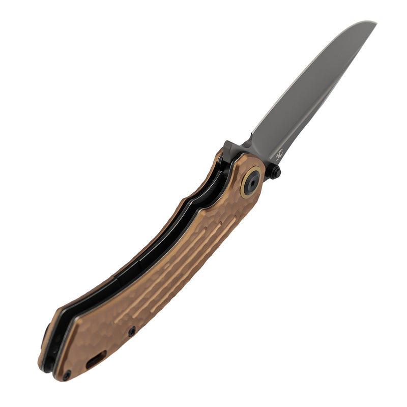 Kansept Pretatout | Golden Aluminum with Rock Texture | 3.56" CPM S35VN Blade | Kmaxrom Design | K1032A7