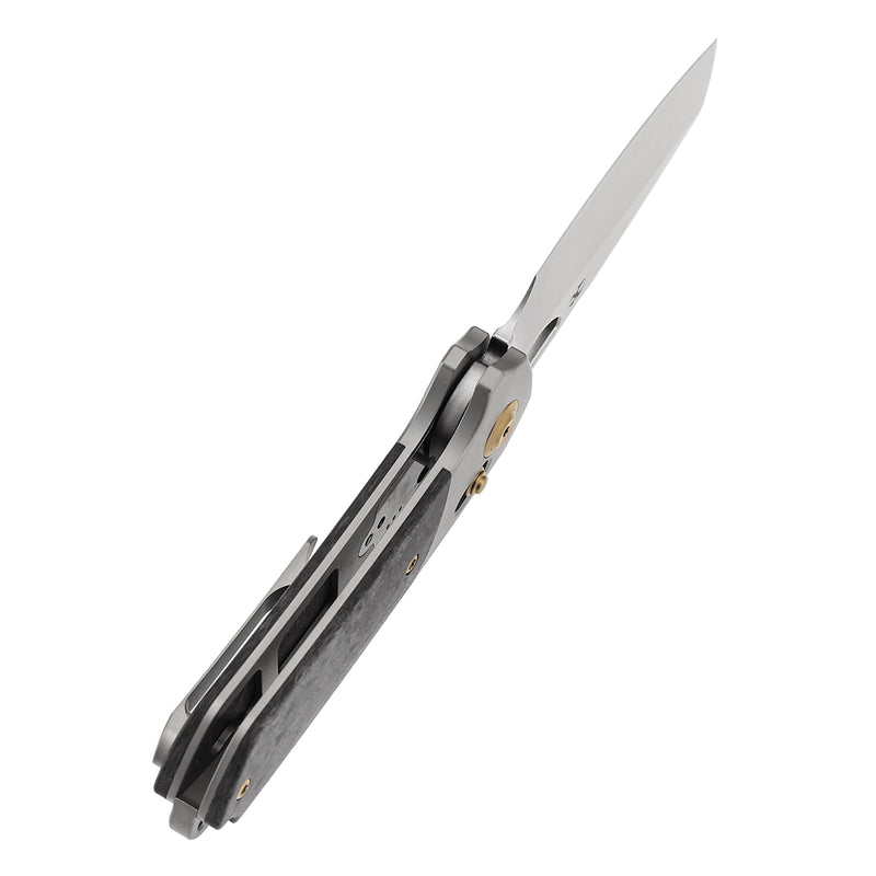 KANSEPT Nahual Crossbar Lock Knife Beadblasted Titanium with Shred Carbon Fiber Handle(2.95" Magnacut Blade)Javier Garcia Design-K2125V2