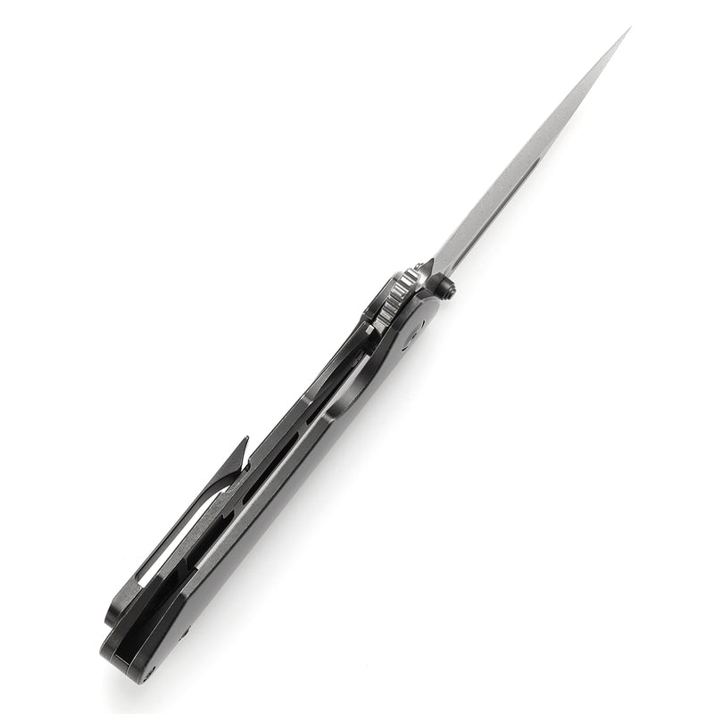 KANSEPT Superhawk Flipper Knife Blackwash Titanium Handle(3.89''Damascus Blade) Warhawk Knives Design-K1084A3