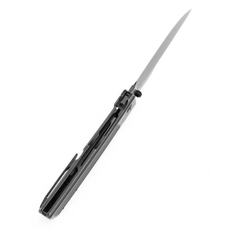 KANSEPT Bison Thumb Stub Blackwash Titanium with Frag Pattern Handle 4.25" CPM S35VN Blade) with Ray Laconico Knives Design-K1108A4