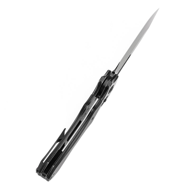 KANSEPT Quasar Cross Bar Lock Black Micarta Handle (3.38" 154CM Blade) with Munko Knives Design-T1099V2