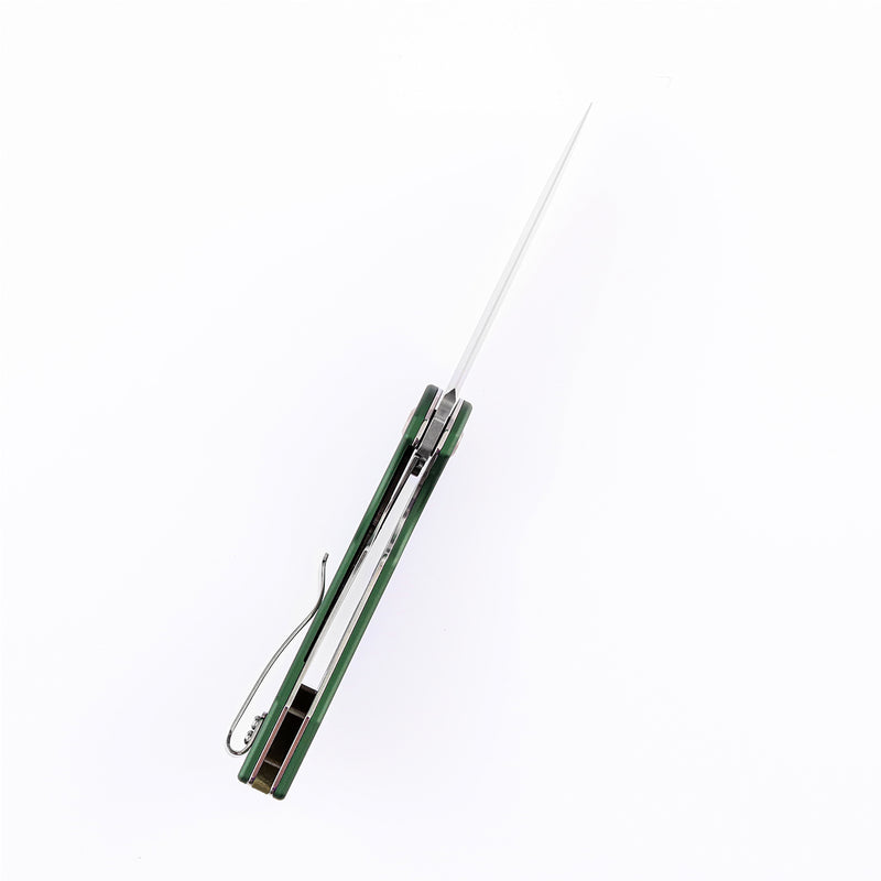 KANSEPT Mini Accipiter Front Flipper Knife Green Aluminum Handle (2.9" 154CM Blade) Kim Ning Design-T2007A4