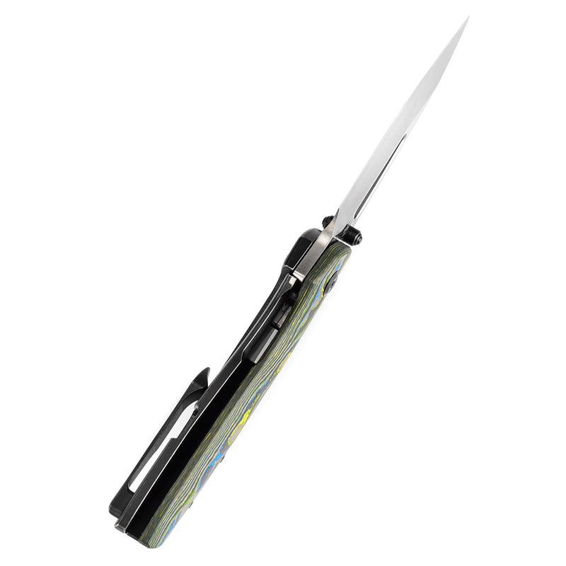 KANSEPT Link Thumb Studs Gecko Camo Carbon and Titanium Handle (3.0''CPM 20CV Blade ) Johnathan Shaw Design-K1068A2