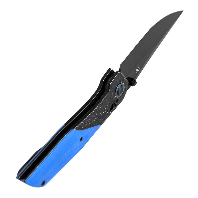 Deadite | Blackwash Aluminum (Rock Texture) with Blue G10 Scales | 3.52" 154CM Blade | Tuffknives Design | T1081V2