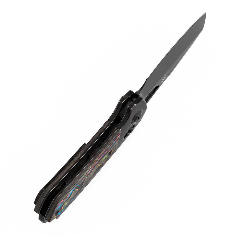 KANSEPT Nahual Crossbar Lock Knife Blackwash Titanium with 80S Camo CarbonHandle(2.95" Mirror DLC  Magnacut Blade) Javier Garcia Design-K2125V1