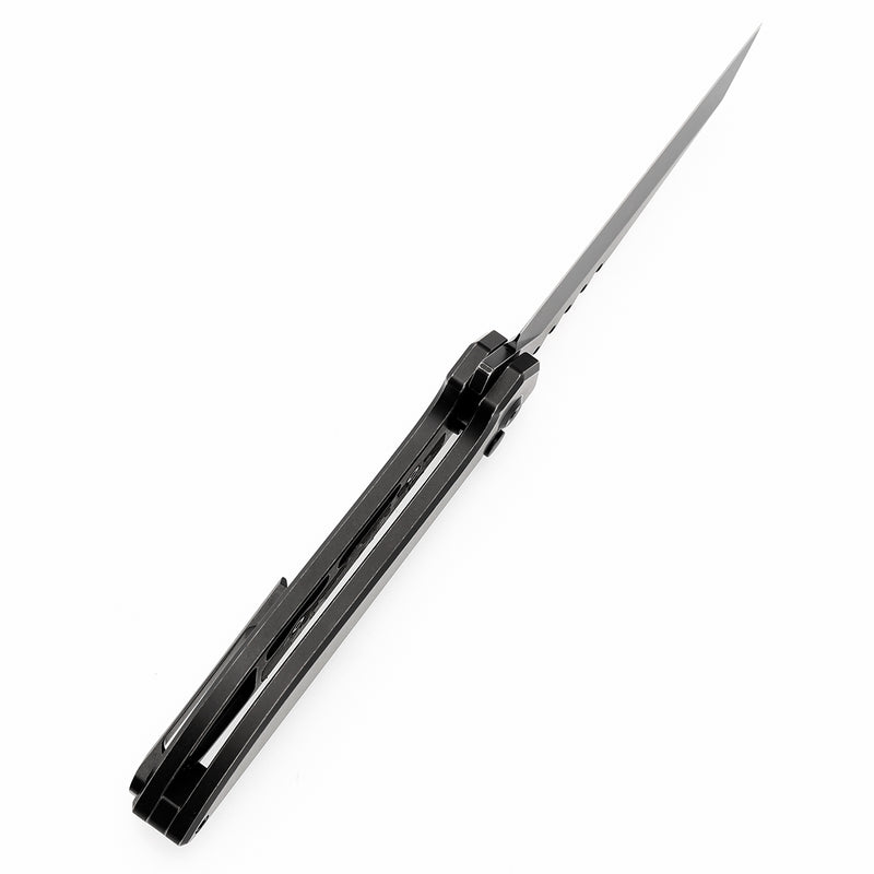 KANSEPT Kosame Button Lock Blackwash Titanium with Copper Carbon Fiber Inlay (3.37" 154CM Blade) with EI Spade Design-T1093F3