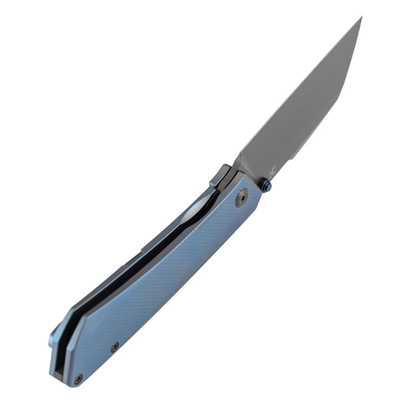 KANSEPT Contra | Thumb Stubs | Blue Anodized Titanium with Diamond Pattern | 3.25" S90V Blade | Nathan Contra Design | K1139A3