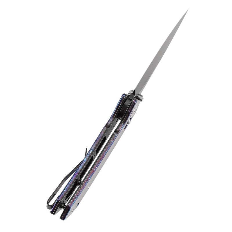 KANSEPT Fenrir Crossbar Lock Knife Timascus Handle (3.48'' CPM S35VN Blade) Greg Schob Design - K1034V6