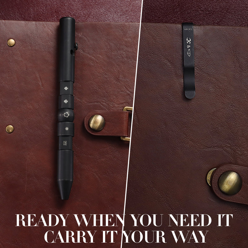 Kansept EDC Titanium Bolt-Action Pen Customizer– Customizable Inserts, Viking Pattern | Designed by Kevin Passon|G013P2