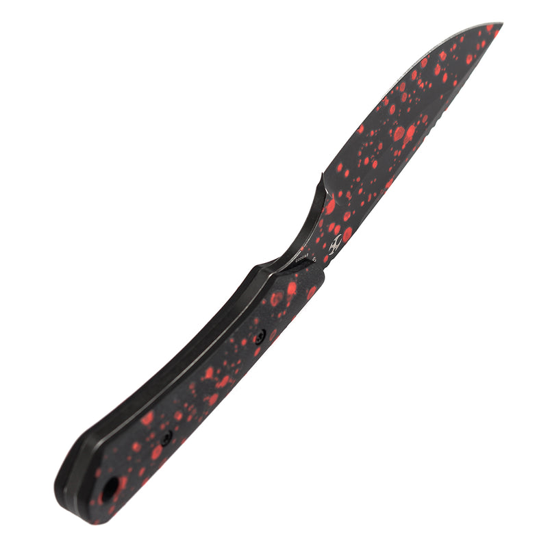 Kansept Flank | Fixed Blade | Black G10 with Zombie Blood Print | 3.69" D2 with Zombie Blood Print Blade | TuffKnives Design | G006A8