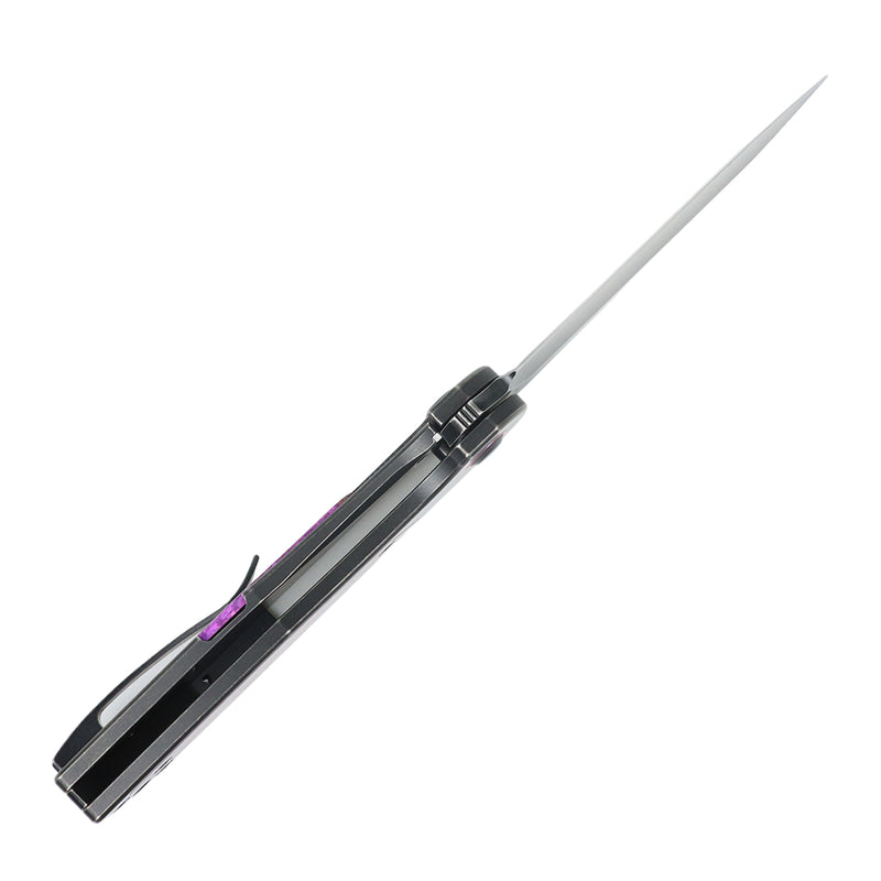 Ptarmigan | Frame Lock | Blackwash Titanium & Purple Crystallized Titanium | 3.12" CPM S35VN | Jared Price Design | K2055A3
