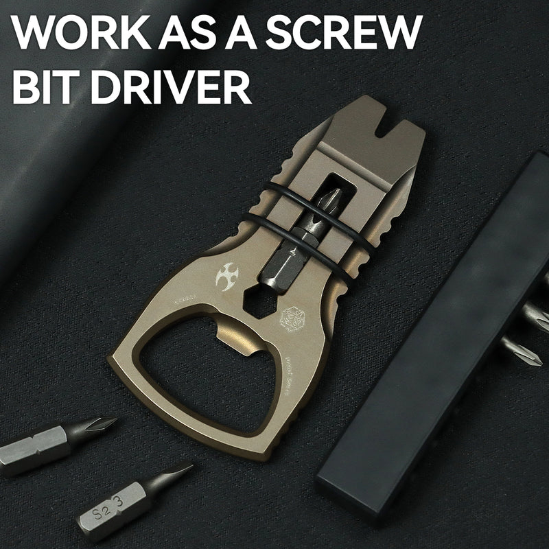 PryOfSorts Titanium EDC Multi-Tool | Pry Bar, Bottle Opener & Magnetic Bit Driver | Bronze Anodized | Designed by Koch Tools-C010A4