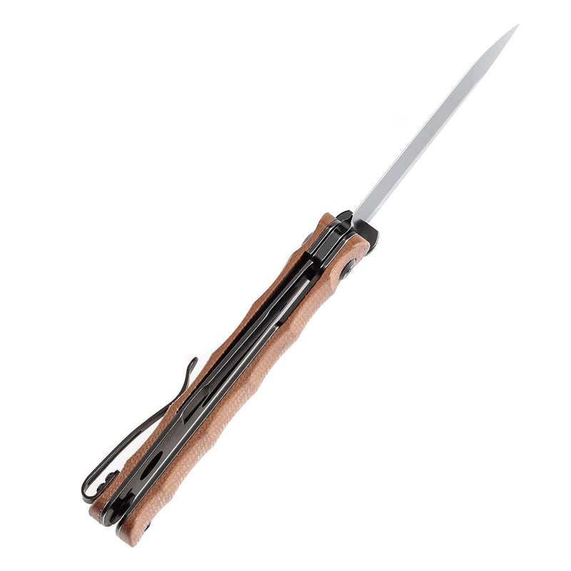 KANSEPT BTF Thumb Disc Knife Brown Micarta Handle (3.24'' CPM S35VN Blade)Rolf Helbig-K1064A5