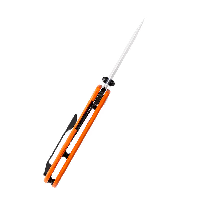 KANSEPT Little Main Street Thumb Studs Knife Orange G10 with Skull Print Handle (2.26'' 154CM Blade) Dirk Pinkerton Design -T2015AW